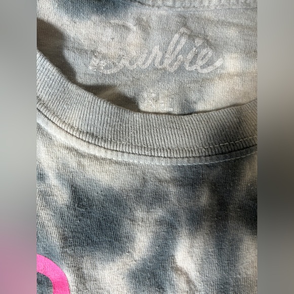 Gray Tie Dye Pink Barbie Logo Long Sleeved Shirt - Picture 5 of 7